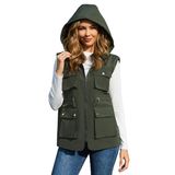 Colete Feminino Pension Impermeável À Prova De Vento Verde Militar Xxl