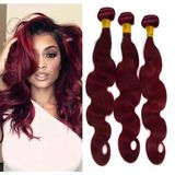Hair Weaves Heiowuio #99j Body Wave 3 Pacotes Cor De Vinho 30 Cm