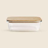 Pote Retangular Vidro E Bambu 1l - A\casa