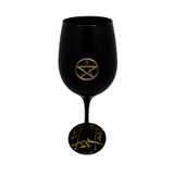 Taça Vidro Preta Pentagrama Wicca + Presente