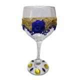 Taça Royal Cigana Santa Sara Azul Flor Vidro + Presente