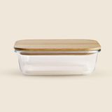 Pote Retangular Vidro E Bambu 630ml - A\casa
