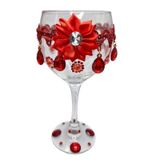 Taça Royal Cigana Vermelha Flor Vidro 365 Ml + Presente