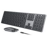 Combinação De Teclado E Mouse Bluetooth Sem Fio Seenda Preta Cinza