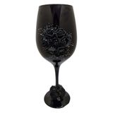 Taça Vidro Preta Pomba Gira Rosas Pretas 490 Ml + Presente