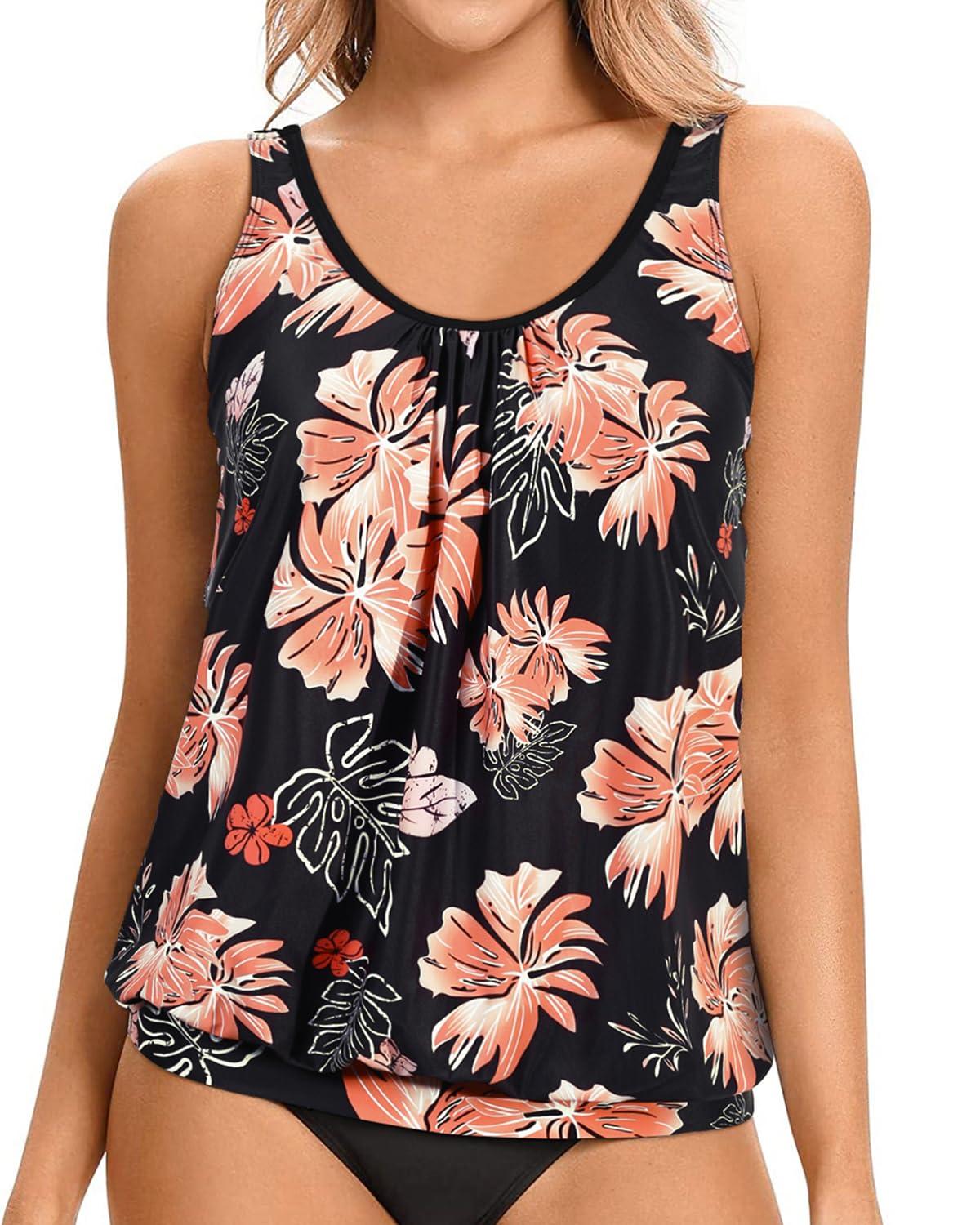 Blusa Tanquíni Yonique Feminina, Modesto, Rosa E Floral, Tamanho Gg