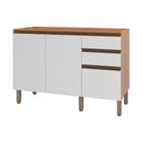 Balcão De Cozinha Gabinete Pia Com 2 Portas E 3 Gavetas 120cm Multimóveis Cr20397 Freijó/branco