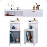 Kit 2 Mesas Cabeceira Mesinha Lateral Fantasy Branco Penteadeira Suspensa Camarim Decor Puxador Concha Quarto - Lojas Rpm