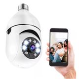 Camera Ip Segurança Tipo Lâmpada Giratoria Wifi Vigilância Hd 1080p