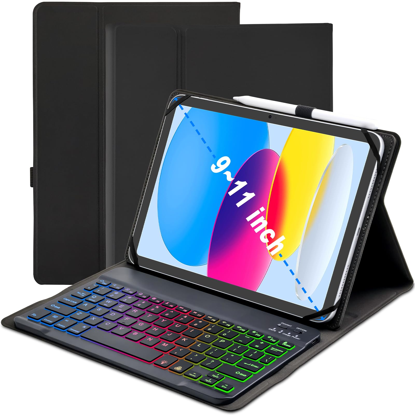 Capa De Teclado Para Tablet Xchytecher Universal 9,7-11 Polegadas Preta