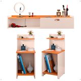 Kit 2 Mesas Cabeceira Mesinha Lateral Fantasy Off White/cinamomo Penteadeira Suspensa Camarim Decor Puxador Concha Quarto - Lojas Rpm