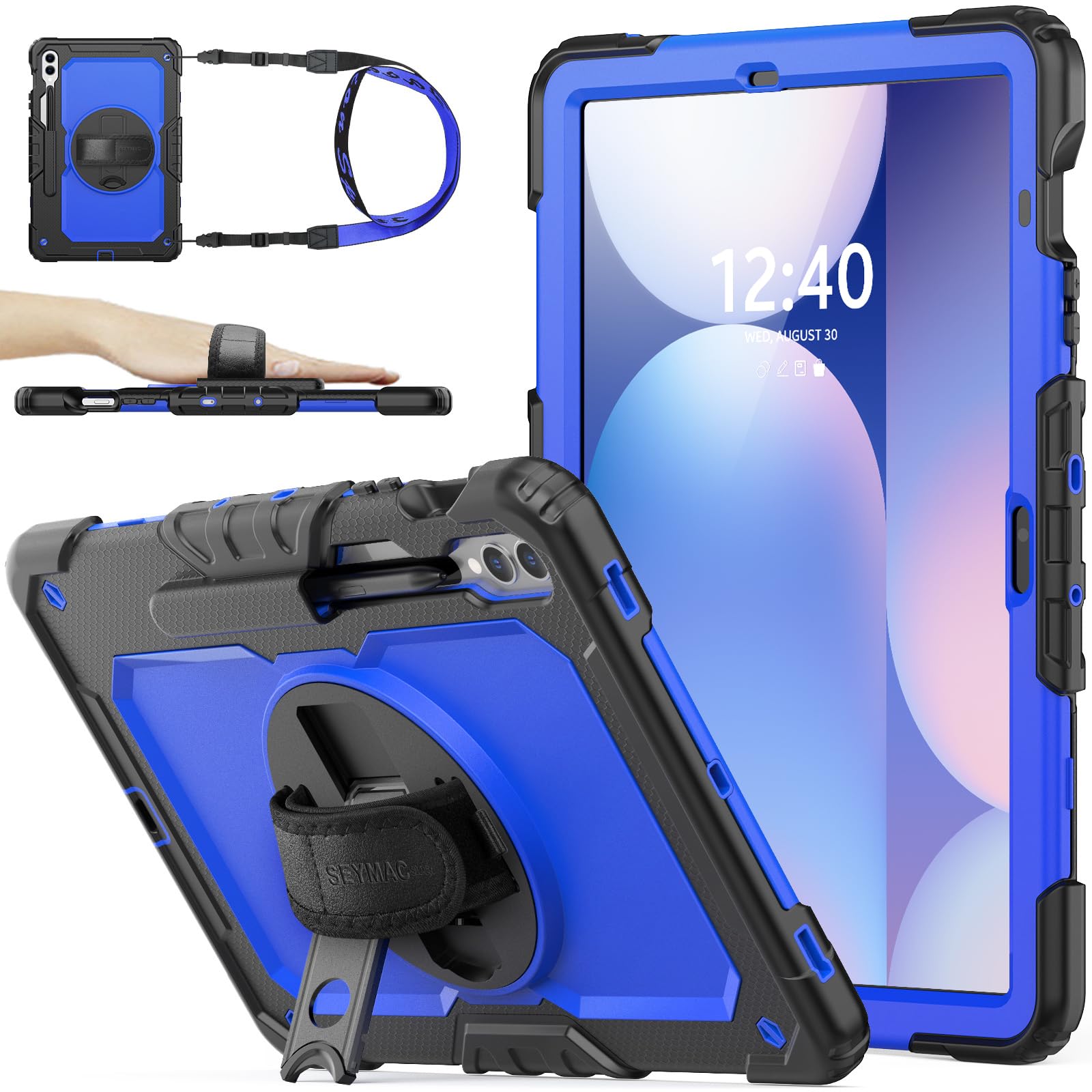 Capa Para Tablet Seymac Stock Para Samsung Galaxy Tab S10 Plus/s9 Plus 5g 12,4" Com Protetor De Tela E Porta-lápis, Azul