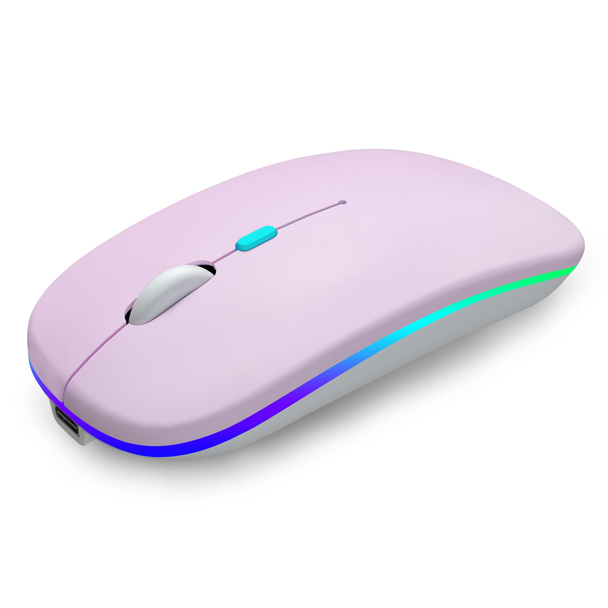 Mouse Bluetooth Sem Fio Aikokok Recarregável Led Rosa