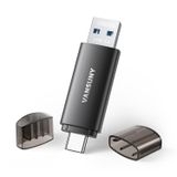 Unidade Flash Usb Vansuny 256gb Dual Usb 3.0 Tipo C Otg Preta