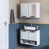 Conjunto Gabinete De Banheiro Com Espelheira Suspenso 70,5cm Multimóveis Cr10144 Branco