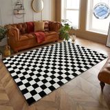 Tapete Seavish Checkered 150x240cm Mistura De Algodão Preto E Branco