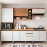 Cozinha Completa Modulada 5 Peças Com Balcão Para Cooktop Multimóveis Cr20402 Freijó/branco