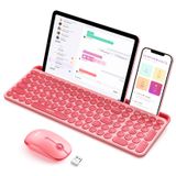 Teclado E Mouse Enviam Bluetooth Para Ipad Rosa Coral