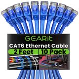 Cabo Ethernet Gearit Cat 6 De 0,6 M (pacote Com 10) 10 Gbps Rj45 Azul