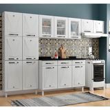 Cozinha Completa Modulada De Aço 4 Peças Com Vidros E Balcão Multimóveis Cr20356 Branco