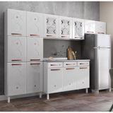 Cozinha Completa Modulada De Aço 4 Peças Com Vidros E Gabinete Pia Multimóveis Cr20352 Branco