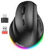 Mouse Vertical Sem Fio Meetion Para Esquerda Com Preto Rgb