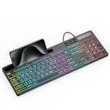 Teclado Marvo Wk712, Impressão Grande, Retroiluminado, 7 Cores, Usb, Com Fio