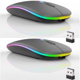 Mouse Bluetooth Sem Fio Recarregável Guiheng, Pacote Com 2 Unidades, Cinza