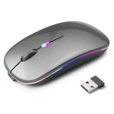 Mouse Bluetooth Sem Fio Kanmabpc Recarregável Silent Grey