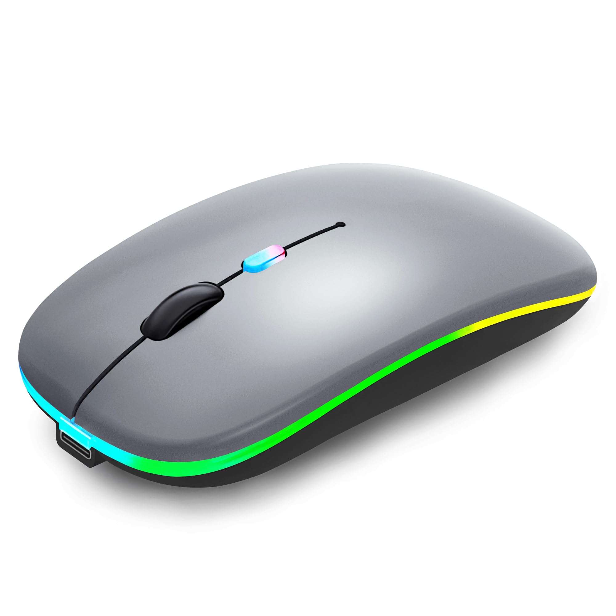 Mouse Bluetooth Wreanu Recarregável Sem Fio Bt5.2/2.4g Cinza