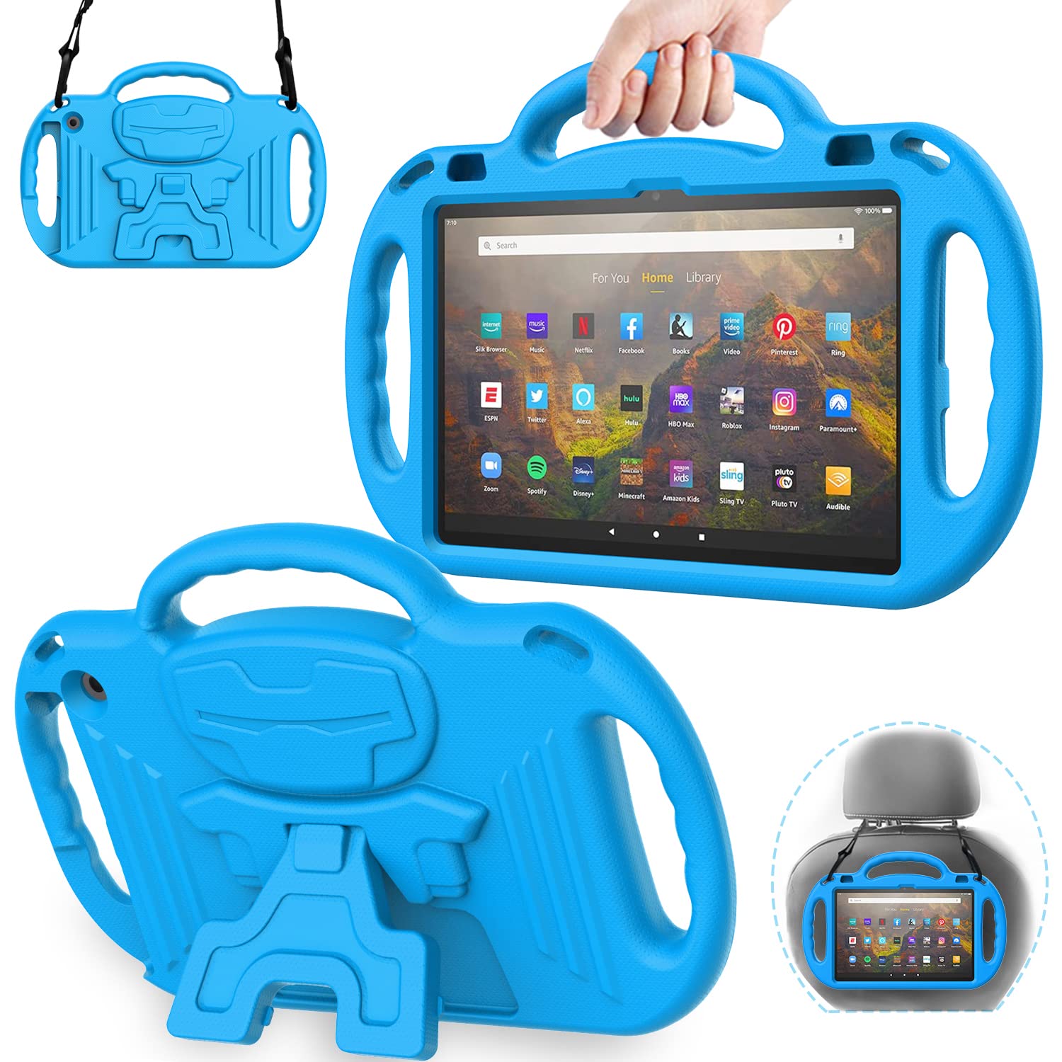 Capa Para Tablet Avawo Kids Para Fire Hd 10 E Fire Hd 10 Plus Azul