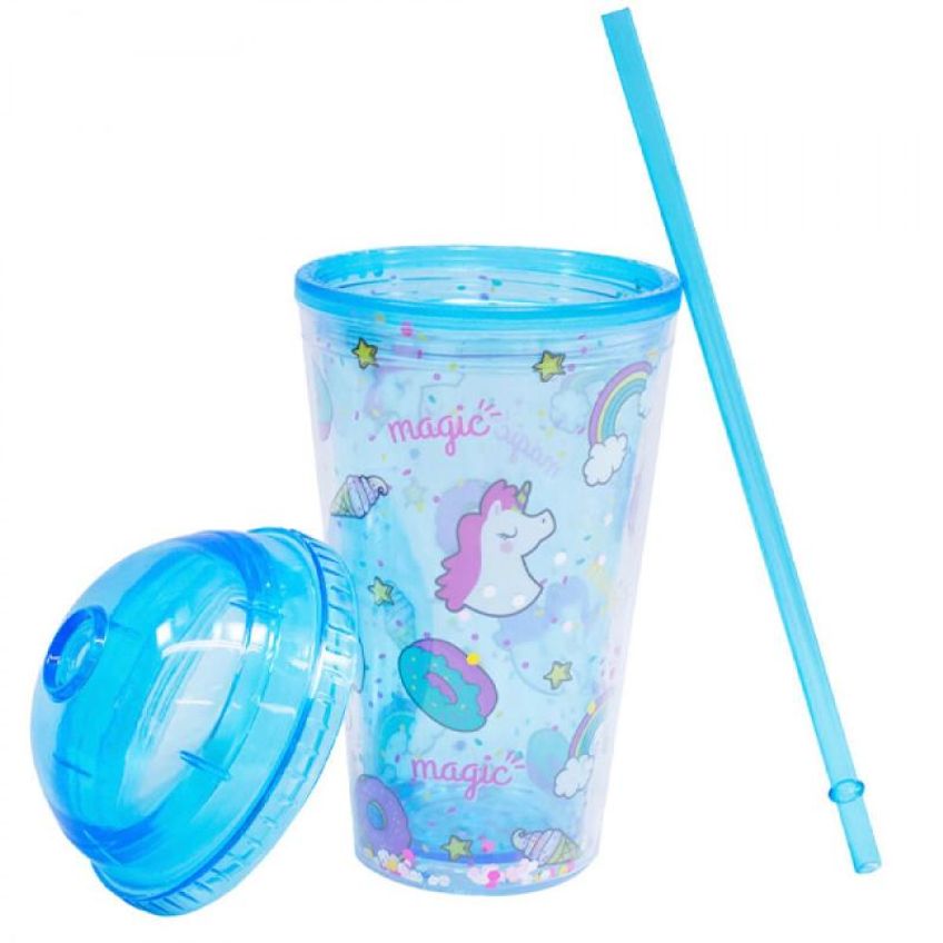 Copo Com Canudo Unicórnio 450ml - Tasco Inport - imagem 3
