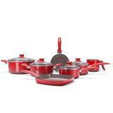 Jogo De Panelas Antiaderente Life Easy 7 Peças Vermelho Brinox
