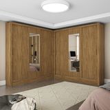 Closet Casal Duplo Fortaleza 6 Portas Com Espelho 12 Prateleiras