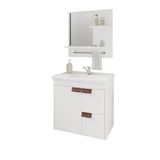 Gabinete Para Banheiro Com Lavatório E Espelho Tulipa Branco Mgm Móveis 59cm