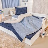 Kit Coberdrom Infantil Lolli Dupla Face Sherpa 2 Peças - Marinheiro Azul
