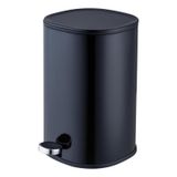 Lixeira De Metal Cilindro Preta Com Pedal 5 Litros