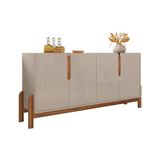 Aparador Buffet Sala Lizz 170cm Com Pés De Madeira Maciça Off White/cedro Off White/cedro