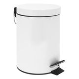 Lixeira De Metal Branca Redonda Com Pedal 3 Litros