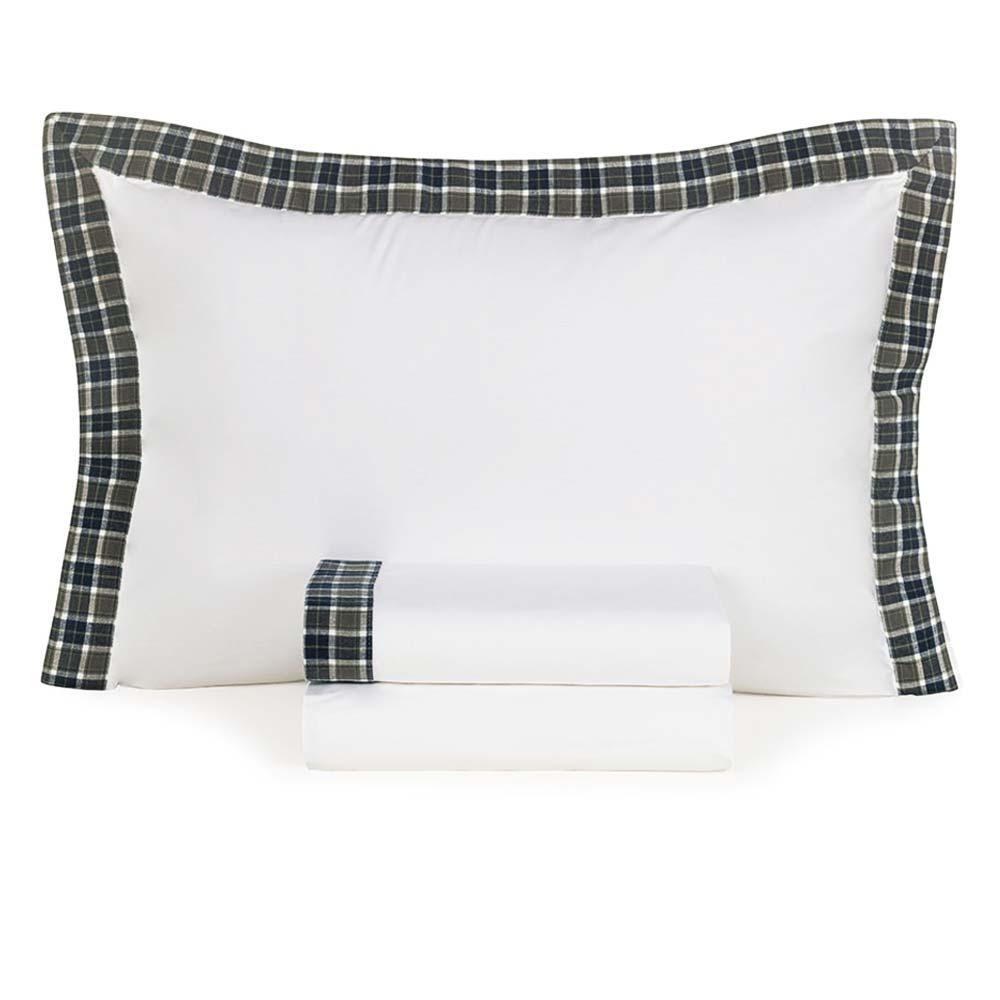 Jogo De Cama Solteiro 200 Fios Tobias - Karsten Branco/marinho/cinza