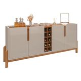 Aparador Buffet Sala Lizz 190cm Com Pés De Madeira Maciça Off White/cedro Off White/cedro