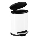 Lixeira De Metal Branco E Preto Com Pedal 12 Litros