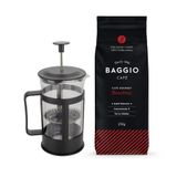 Kit Café Gourmet Moído Em Pó Baggio Prensa Francesa 600ml