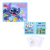Maleta Para Pintura 64 Itens Stitch Plastica Molin Cor Azul
