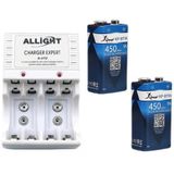 Kit Carregador De Pilhas/bateria + 2 Baterias 9v Recarregaveis