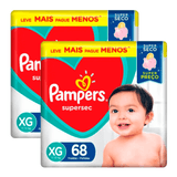Kit 2 Fraldas Descartável Pampers Supersec Jumbo Xg - 136 Tiras