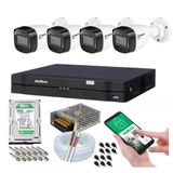 Kit 4 Camera De Seguranca Intelbras Bullet 30m Vhd 1130b Externa Dvr 4 Canais Multi Hd
