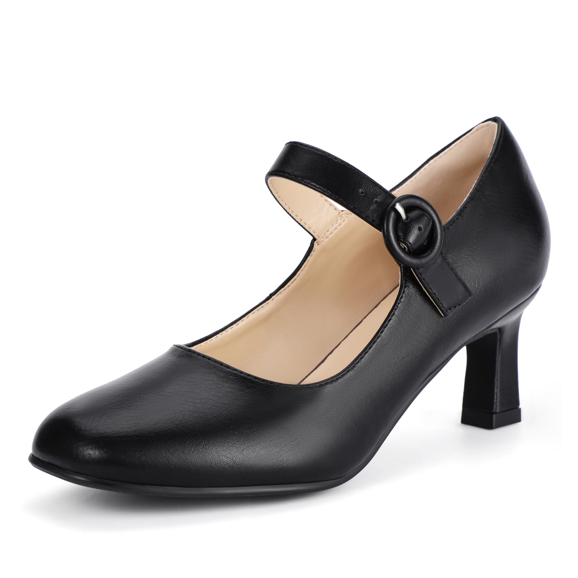 Sapatos Idifu Mary Jane Pretos De Salto Baixo Para Mulheres Tamanho 7