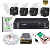 Kit 4 Câmeras Segurança Residencial Full Hd 1080p 2mp Bullet 20m Dvr Intelbras 4 Canais+hd 500gb