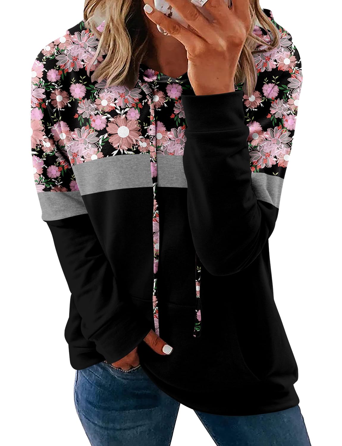 Moletom Com Capuz Onlypuff Pullover Para Mulheres Floral Xxl